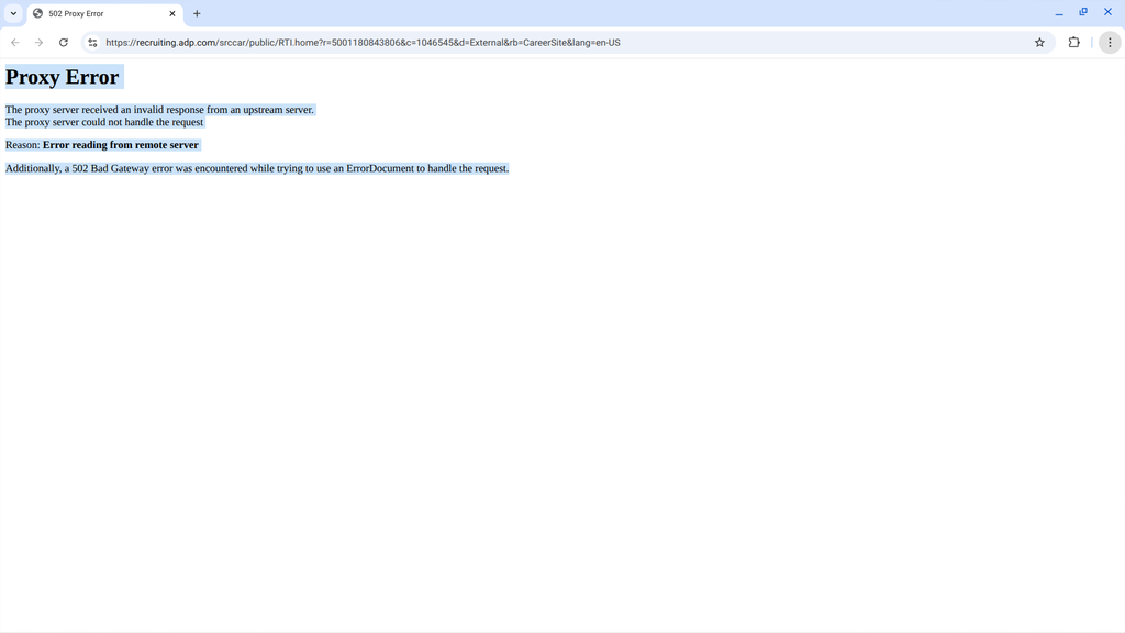 Examples of Technical Interference and Backend Vulnerabilities on Company Career Pages image